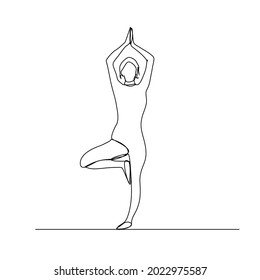 continuous line girl practicing meditation yoga