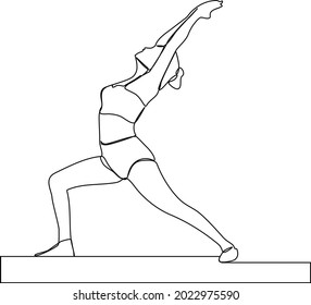 continuous line girl practicing meditation yoga