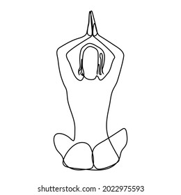 continuous line girl practicing meditation yoga