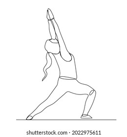 continuous line girl practicing meditation yoga