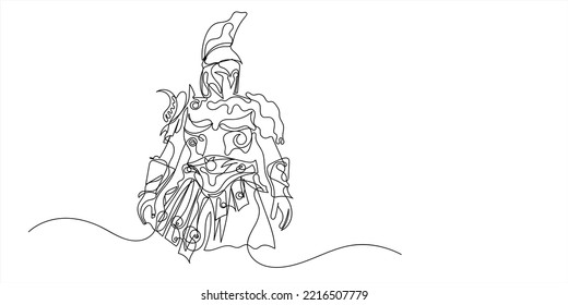 continuous line of gladiators. line art of gladiators .men in armor of war