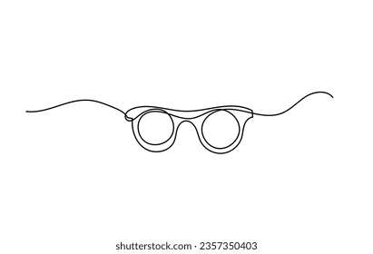 Continuous line glasses icon. Black linear sketch of eyeglasses minimalistic isolated on white background. Vector illustration