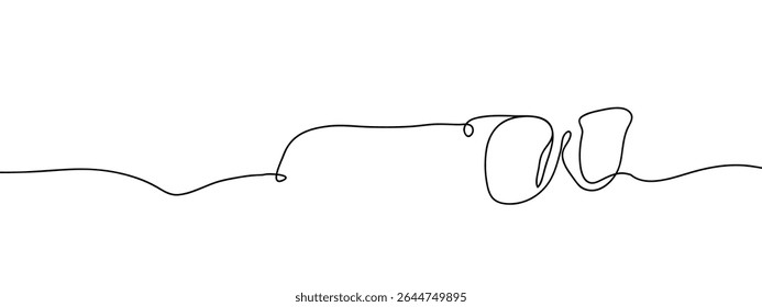 Continuous line, glasses, sunglasses Simple art lines on transparent background.