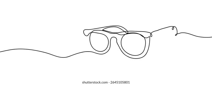 Continuous line, glasses, sunglasses Simple art lines on transparent background.