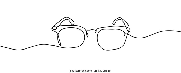 Continuous line, glasses, sunglasses Simple art lines on transparent background.