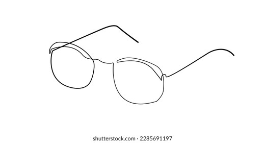 continuous line of glasses.vector one line of glasses isolated white background