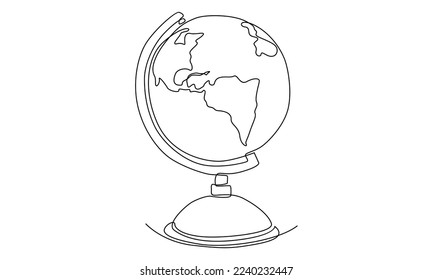 Continuous line of globe of earth