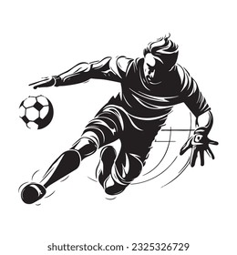 continuous line of goalkeeper training with honey, football player silhouette,