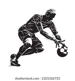 continuous line of goalkeeper training with honey, football player silhouette,