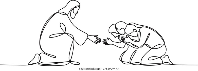 continuous line God Jesus