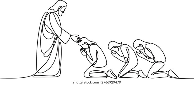 continuous line God Jesus