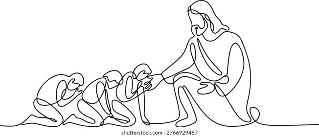 continuous line God Jesus