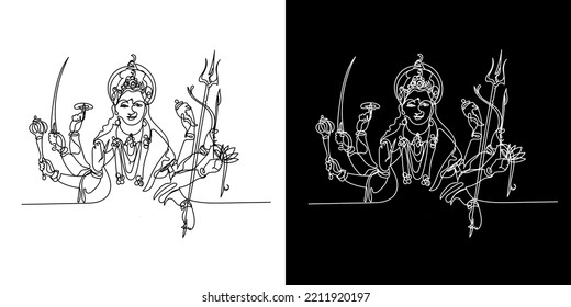 continuous line of goddess durga. line drawing of goddess durga. for happy navratri festival