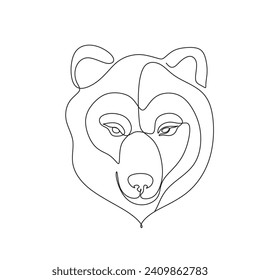 Continuous line going bear. Vector illustration.