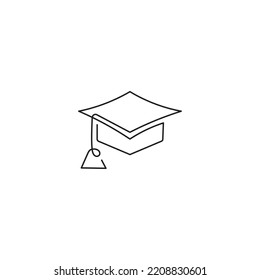 Continuous line graduation cap. a minimalistic graduation cap line monoline logo vector icon illustration