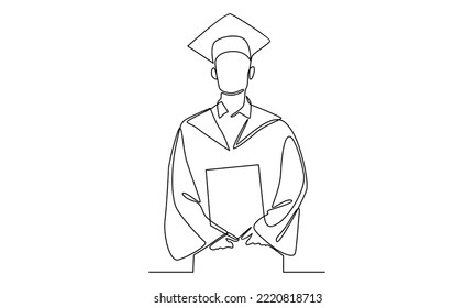 Continuous line of graduation students