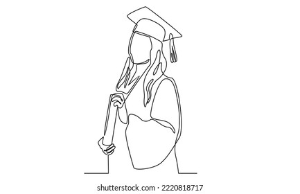 Continuous line of graduation students