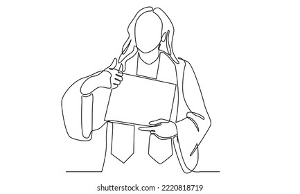 Continuous line of graduation students