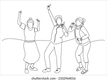 
Continuous Line Grandparents Dancing Happily