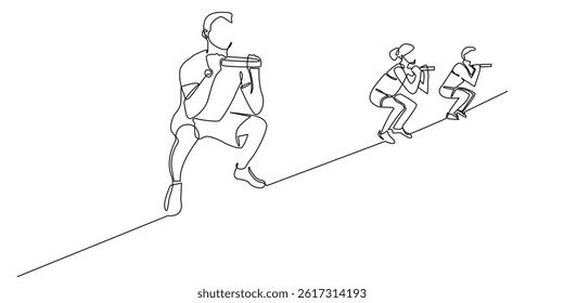 continuous line group of fitness centers.single line drawing of activities in fitness center,health training.single line vector illustration.