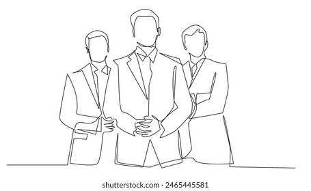 línea continua de grupo de abogados.línea de dibujo de asistencia legal a clientes.línea simple Ilustración vectorial