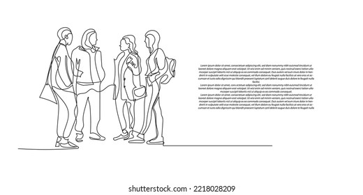 grupo de línea continua de personas que interactúan discutiendo en conversación.interacción en un equipo de trabajo