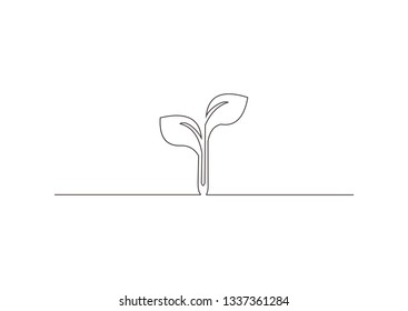 continuous line of growing sprout vector