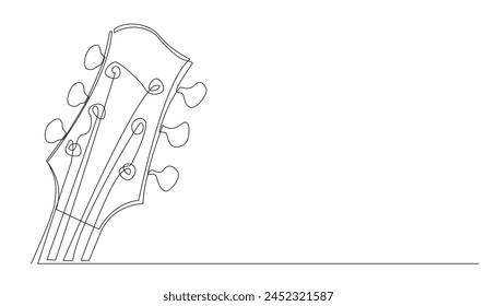 continuous line guitar headstock.single line guitar headstock.music one line concept