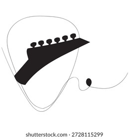 kontinuierliche Linie Gitarre Pick.one Linie gezeichnet Gitarre Pick-Symbol. Einzeilige Vektorgrafik. Einzeln weißer Hintergrund