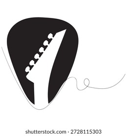 kontinuierliche Linie Gitarre Pick.one Linie gezeichnet Gitarre Pick-Symbol. Einzeilige Vektorgrafik. Einzeln weißer Hintergrund