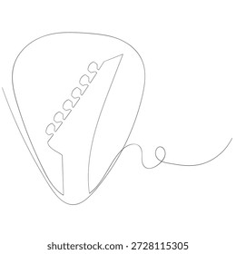 Línea continua de guitarra Pick.One línea dibujada icono de selección de guitarra. Ilustración vectorial de una sola línea. Fondo blanco aislado