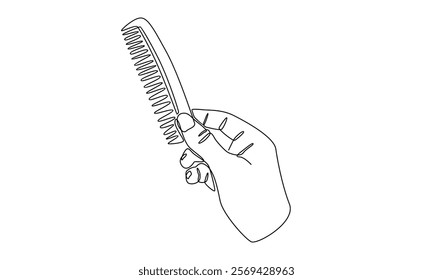 continuous line of hair comb illustration