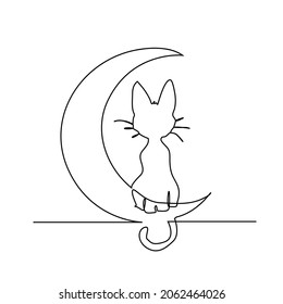 Continuous Line Halloween Cat drawing
