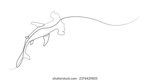 continuous line of hammerhead shark.single line vector of hammerhead shark wriggling in the sea.isolated white background