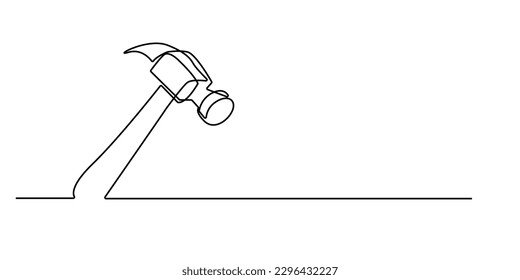 continuous line of
hammer.single line hammer .single mechanic tool vector.carpentry tools,repair tools.simple line hammer