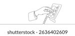 Continuous line, hand of anesthesiologist, surgery, anesthesia line art vector.