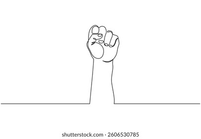 Continuous line hand clenched fist.one line drawing of hand clenched fist upwards, Fist upwards one continuous line art. outline border frame. - Powered by Shutterstock - Get 15% off with code: PIKWIZARD15