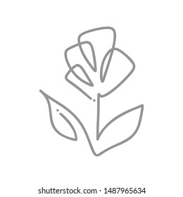 Continuous line hand drawing calligraphic vector flower tulip concept logo beauty. Monoline spring floral design element in minimal style. Valentine love concept