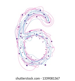 Continuous line hand drawing illustration alphabet. Color letter in white background - Vector