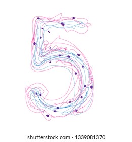 Continuous line hand drawing illustration alphabet. Color letter in white background - Vector