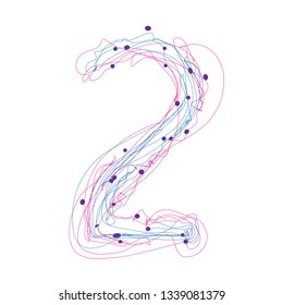 Continuous line hand drawing illustration alphabet. Color letter in white background - Vector