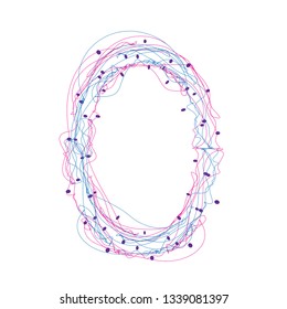 Continuous line hand drawing illustration alphabet. Color letter in white background - Vector
