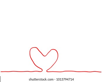 Continuous line hand drawing red heart sign element using for card, presentation background and Valentine concept.