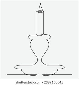 Continuous line hand drawing vector illustration candle