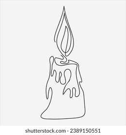 Continuous line hand drawing vector illustration candle