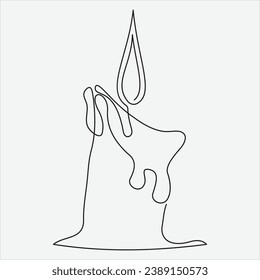 Continuous line hand drawing vector illustration candle