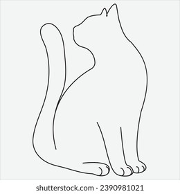 Continuous line hand drawing vector illustration cat art
