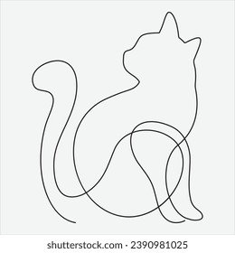 Continuous line hand drawing vector illustration cat art