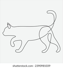 Continuous line hand drawing vector illustration cat art