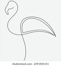 Continuous line hand drawing vector illustration heron art